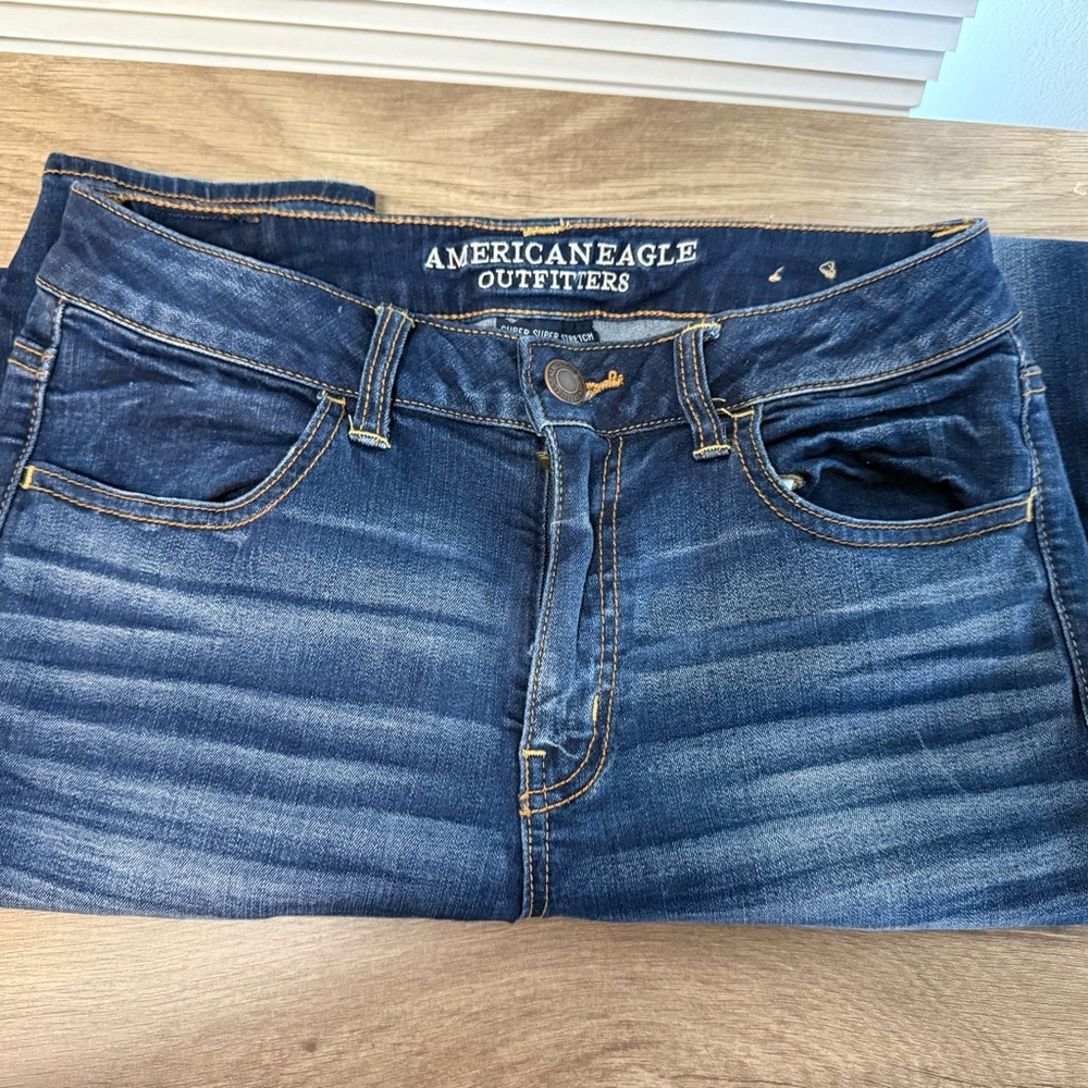 American Eagle Outfitters Dark Blue High Rise Jeggings - Picture 2 of 3